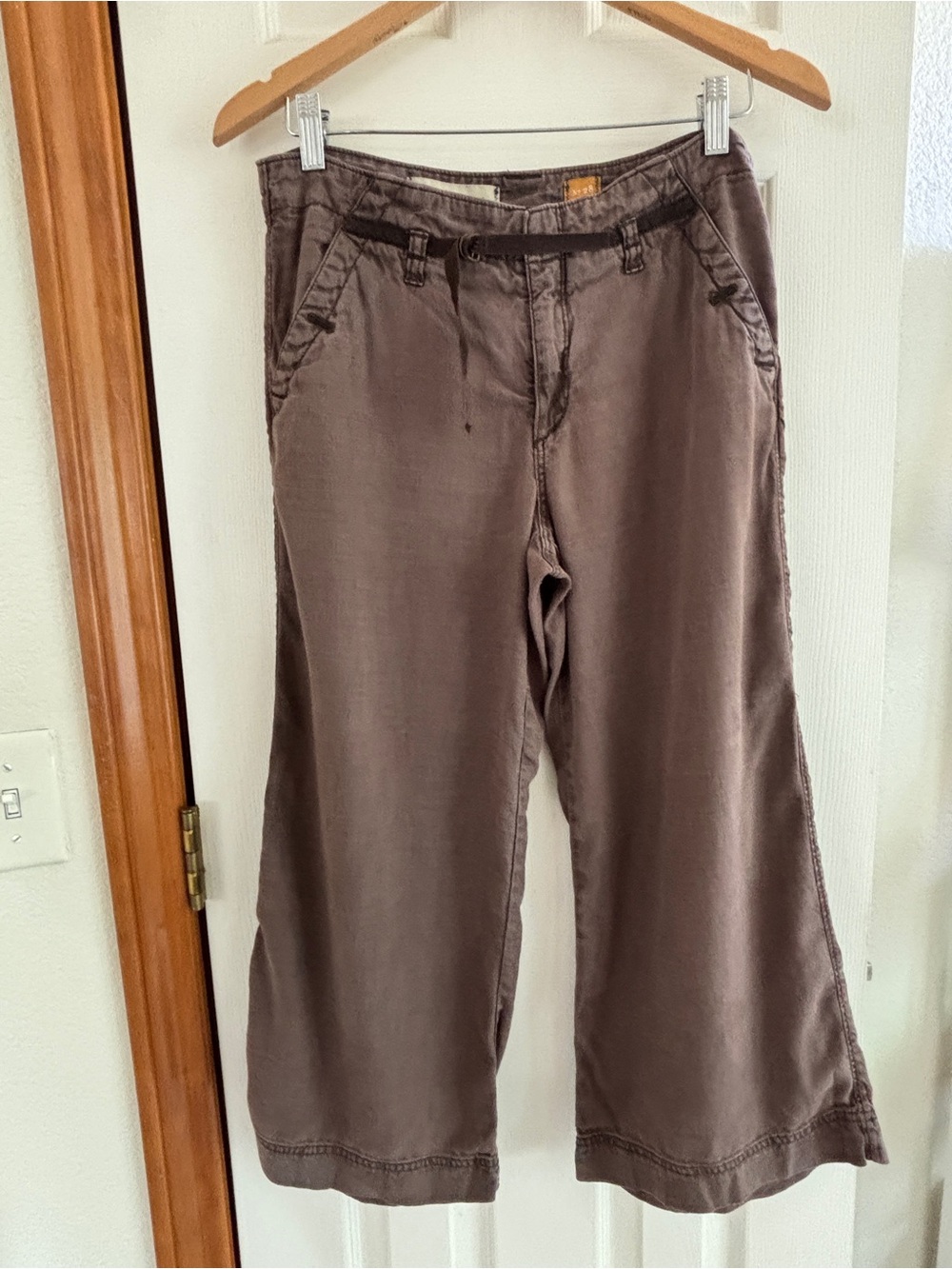 Anthropologie Brown Cropped Wide-Leg Pants